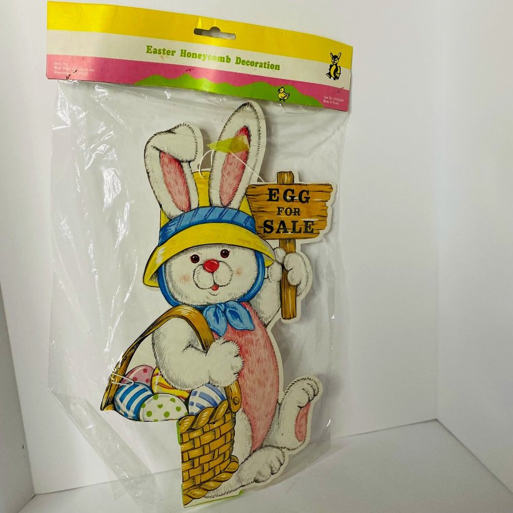 Easter Honeycomb Bunny Decoration Vintage In Package